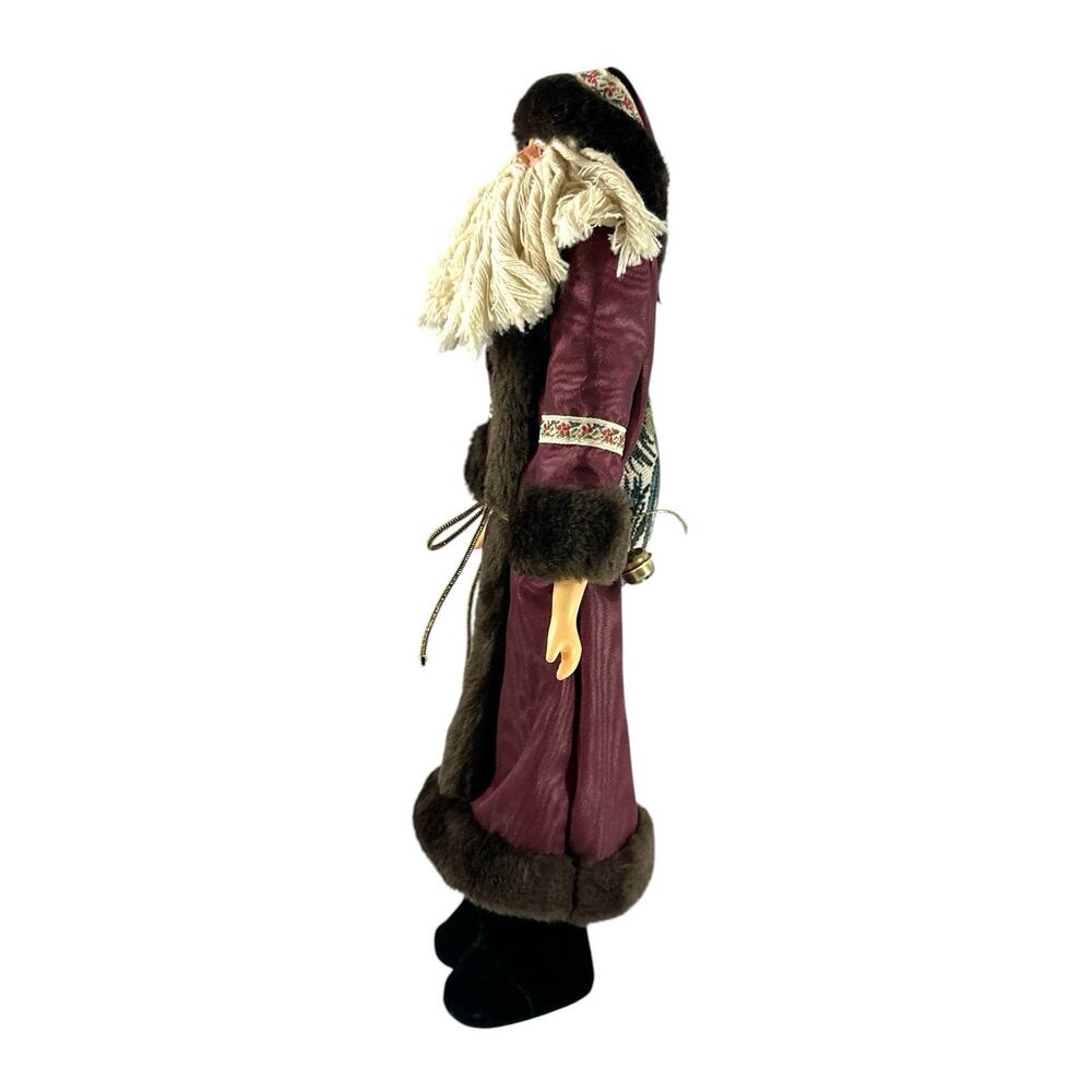 Vintage Brinn’s 14” Victorian Santa Claus Figure Burgundy Robe Christmas Decor - Picture 6 of 7